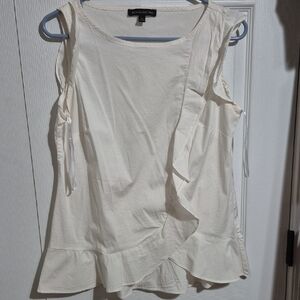 Banana Republic White Asymmetrical Ruffled Blouse